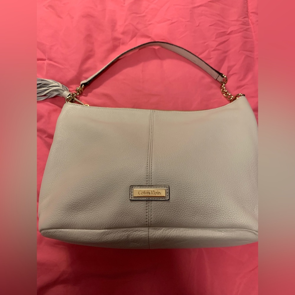 Classic style ivory leather Calvin Klein handbag